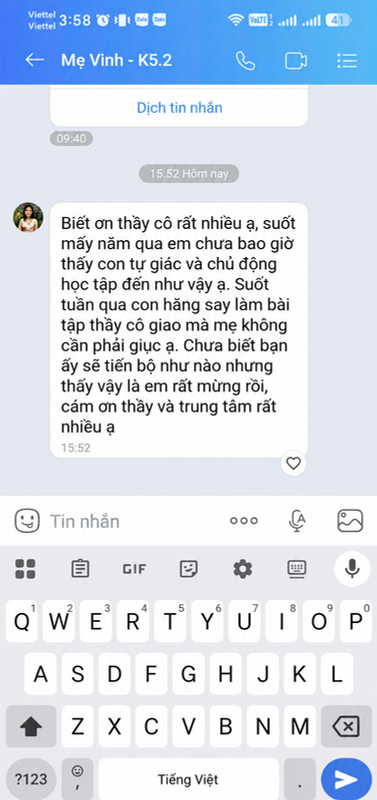 Phản hồi phụ huynh về việc con chủ động hơn trong học tập